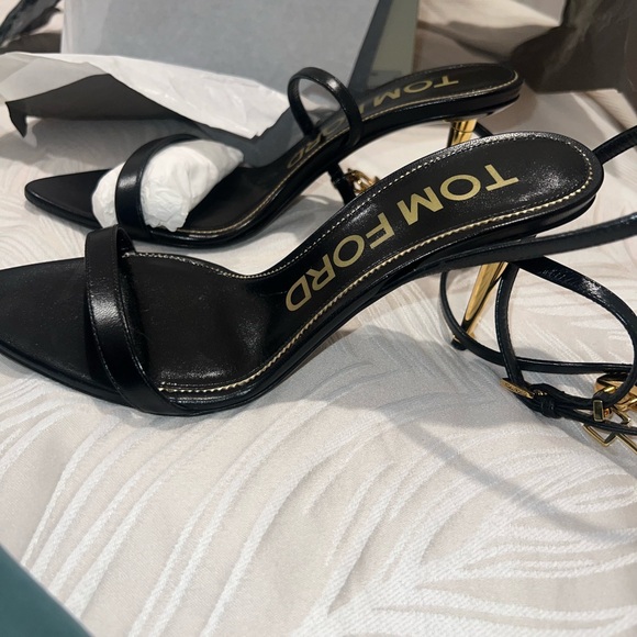 Tom Ford Black Padlock Pointy Naked Sandal